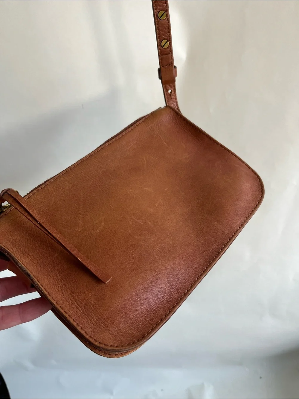 Madewell Leather Crossbody Bag Brown Small Minimalist Preppy Adjustable EUC
